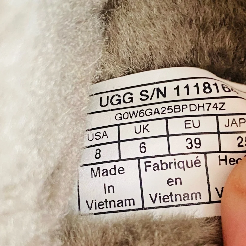 UGG Fluff Yeah Slide Cali Collage Olive Faux Fur Sandals Size 8